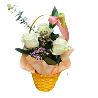 Cesta com 3 Rosas 