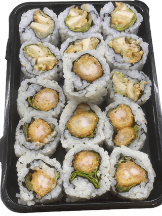 A34 - California Gambas Panadas + California Frango Frito com Amêndoas