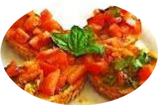 Bruschette cu rosii proaspete, busuioc si usturoi