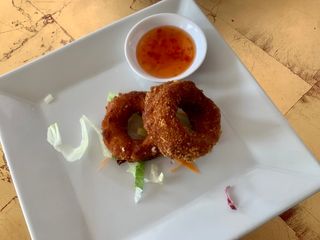 102 - Purè di gamberi e apple rings 3 pezzi