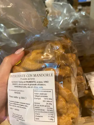 Intorchiate con mandorle, prodotto da forno 300 g