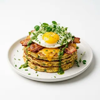Pancakes boczek, cheddar, kiełki