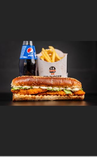 Crispy koka burger meni