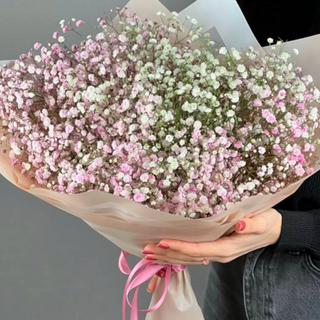 Bukiet jasnej gipsówki  