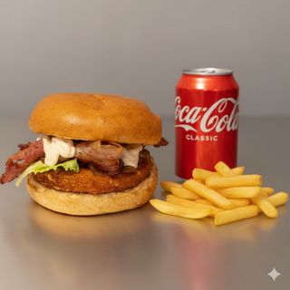 Panino Chickenburger + Patatine + Bevanda
