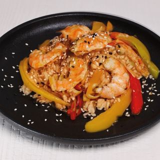 Рис с креветкой в соусе терияки