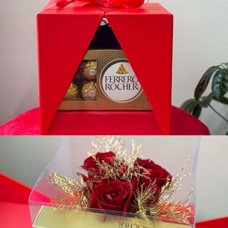 Cutie cadou cu trandafiri si praline