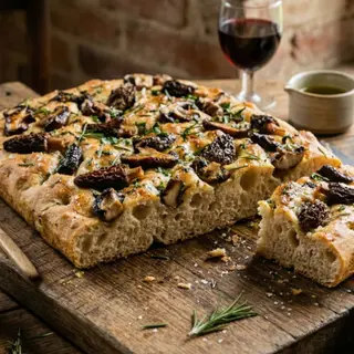 Tosta De Focaccia Con Setas A La Parrilla