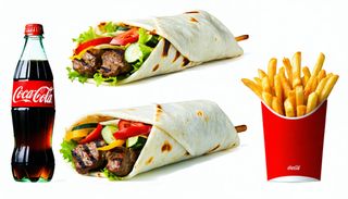 2 pita kebab + patatas + 2 latas