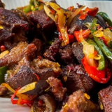 Pan Fried Goat with Chips