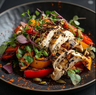 Grilled Chicken Salad with Pumpkin Seeds