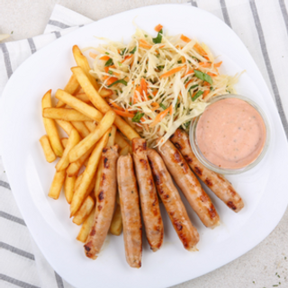 G-Cirnati la gratar cu cartofi si salata