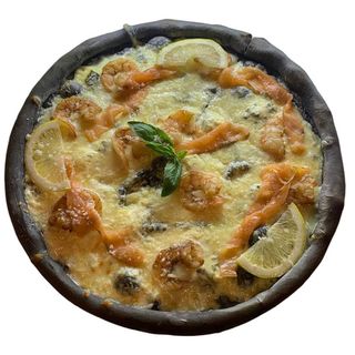 З сиром Дор - Блю, тигровими креветками та лососем