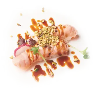 16 Salmone flambe al pistacchio - 2 pezzi