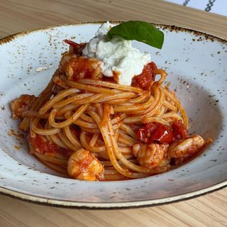 Spaghettoni 'Nduja e Gamberi