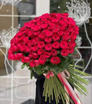 101 Голландских красных роз 80 см.