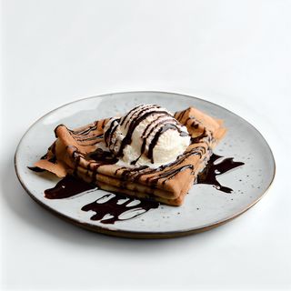 Crêpe Ganache Chocolat Avec Une Boule De Glace Vanille