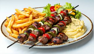 Meniu frigarui de porc + desert chec  (60g)