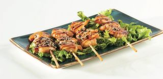 Spiedini di gamberi in salsa teriyaki