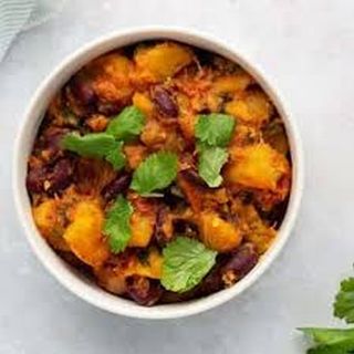 Njahi with Chapati or Rice, Matoke, and Veggies