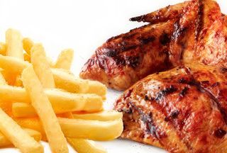 MENU CLASICO  = Pollo al ast + Patatas tira + al i oli.