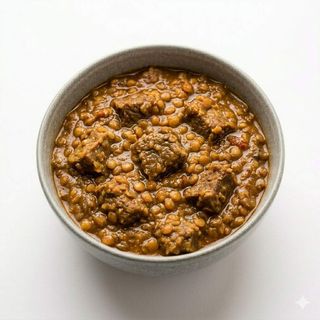 71. Cordero En Salsa Agridulce Con Lentejas