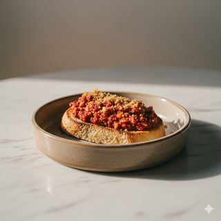 Bruschetta al pesto trapanese con mollica