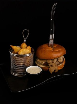 Swiss mushroon burger