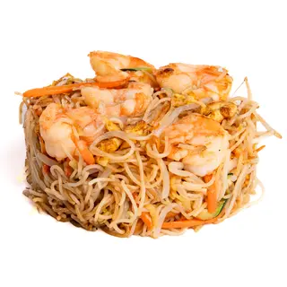 DY143. Spaghetti di riso con gamberi e verdure