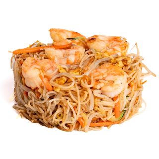 DY143. Spaghetti di riso con gamberi e verdure