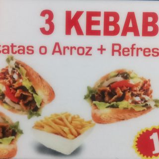 3 Kebab + Ración de Patatas Fritas