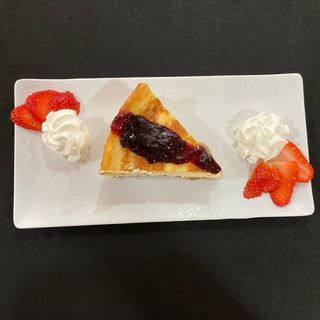 Tarta queso con mermelada arandanos