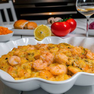 GRATINADO DE CEBOLLA Y GAMBAS
