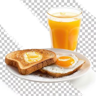 Huevos con tostadas + zumo de naranja