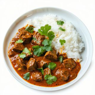 Arroz Al Vapor Con Ternera Y Salsa De Curry