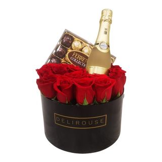 Caja Grande Rosas Eternas Con Bombones Y Cava