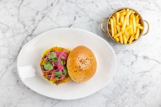 Hambúrguer Vegetariano no Bolo do Caco
