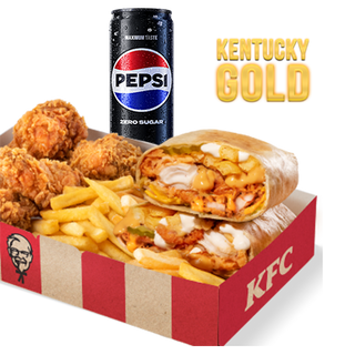 Kentucky Gold Wrapper Box + Pepsi