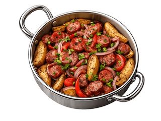 Ломо-сальтадо з мисливськими ковбасками (300g)