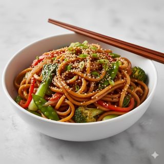 Tallarines salteados (vegetariano)