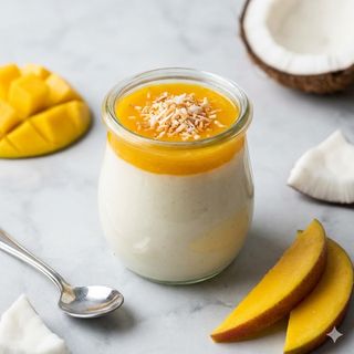 Bavarese al cocco glassata al mango 100 g