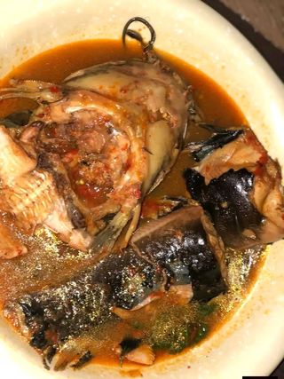Soupe De Machoiron + attieké huile rouge