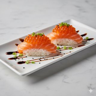Nigiri de salmón con huevas 2 pzs.