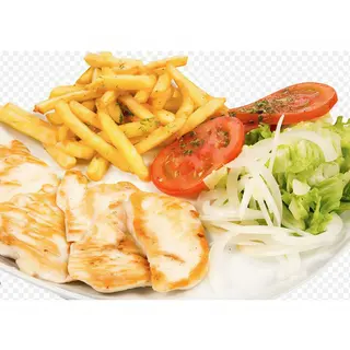 Pechuga de pollo plancha, 2 huevos y papas
