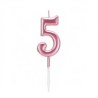 Vela número "5" rosa