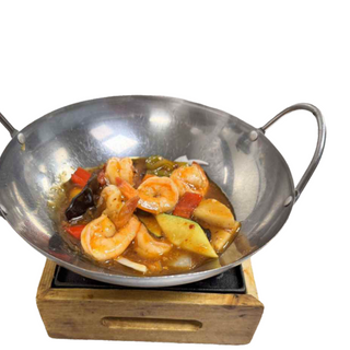 348 sartén de gambas y verduras mixtas ligeramente picante