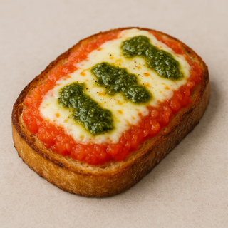 Tostada de mozarella y pesto