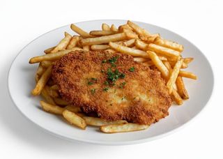 Piept de pui snitzel cu cartofi prajiti