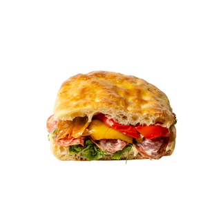 Finocchiona, crema di pecorino, peperoni e rucola