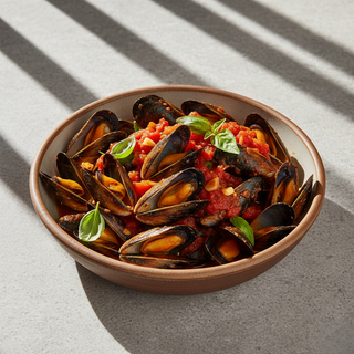 Midi în sos de roșii cu busuioc